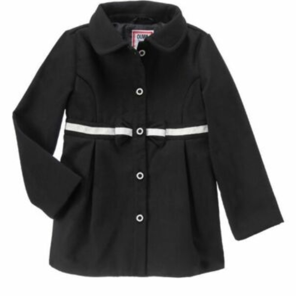 Gymboree Pea Coat Baby Girls‎ 12-18 Mo Black Bow Jacket NWT